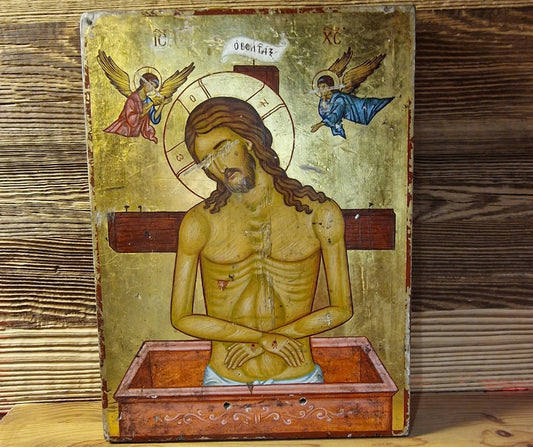 BATUSHKA ARTIFACT - ORIGINAL HANDWITTEN ICON - "Extreme Humility" - GOLD PLATED!!