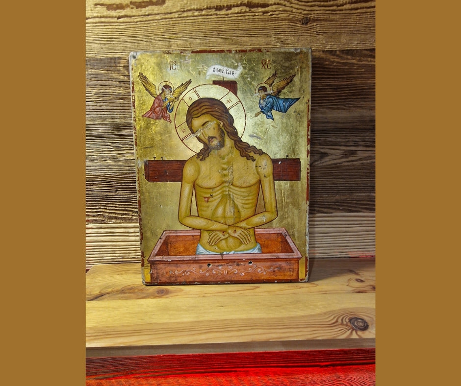 BATUSHKA ARTIFACT - ORIGINAL HANDWITTEN ICON - "Extreme Humility" - GOLD PLATED!!