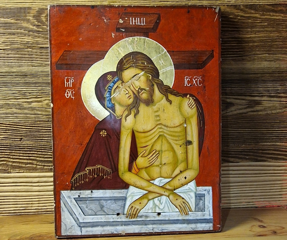 BATUSHKA ARTIFACT - ORIGINAL HANDWITTEN ICON - "Don't Cry for Me, Mother" / "Don't Ride My Mother"