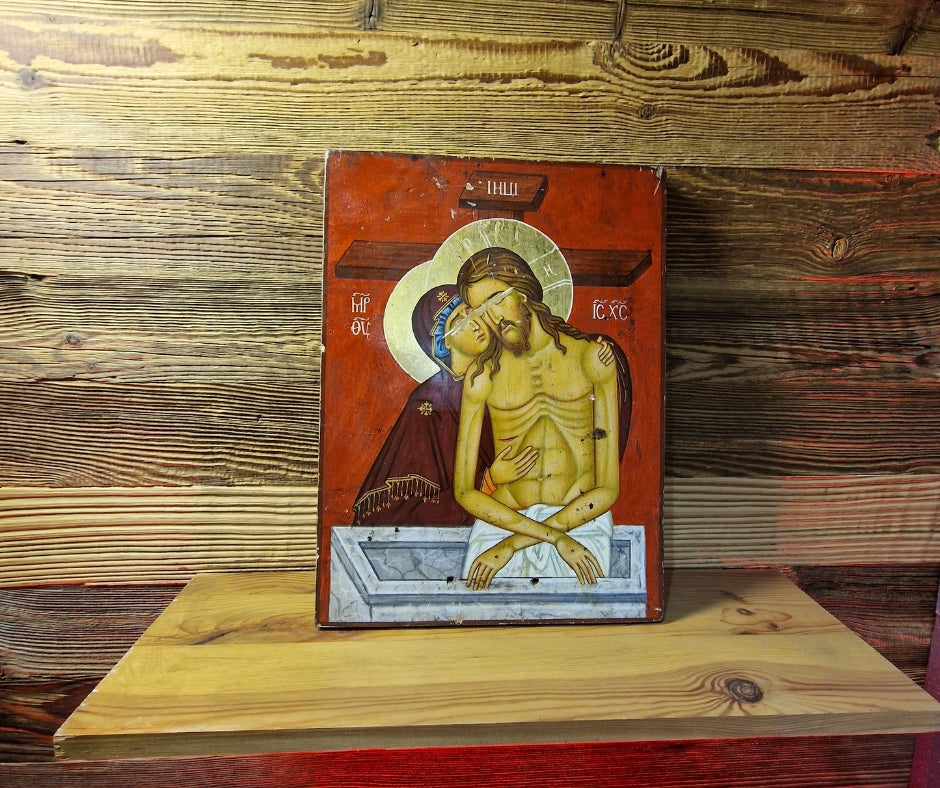 BATUSHKA ARTIFACT - ORIGINAL HANDWITTEN ICON - "Don't Cry for Me, Mother" / "Don't Ride My Mother"